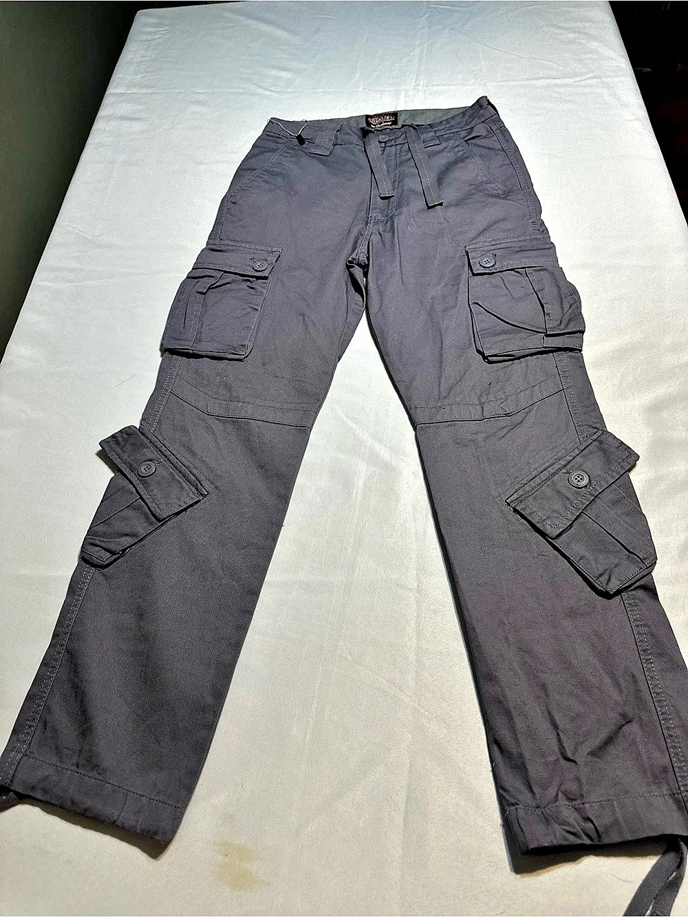 Matchstick Multi-Pocket Cargo Pants Gray Waist 29